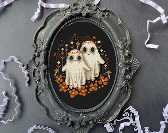 Flower Ghosts Halloween Cross Stitch Pattern: Spooky Fall Design (PDF Pattern)