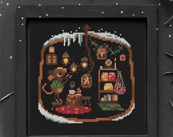 Christmas Eve Mouse Cross Stitch Pattern: Winter Sampler (Digital Download)