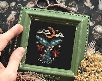Whale Moon Cross Stitch Pattern: Witchy Ocean Design (PDF Pattern)