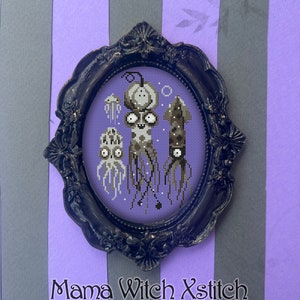 Halloween Squid Cross Stitch Pattern: Spooky Ocean Creature (PDF Pattern)