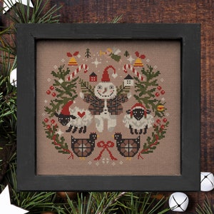 Let it snow Christmas cross stitch pattern, Santa Claus, Ornament, Winter Sampler, Modern festive instant download Folk Art Primitives