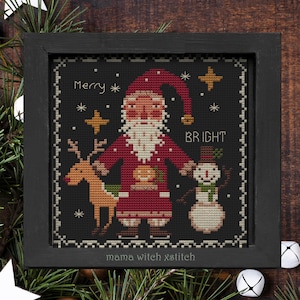 Santa Friends Christmas Cross Stitch Pattern: Winter Folk Art (Digital Download)