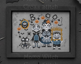 Halloween Vampire Cross Stitch Pattern: Spooky Castle Embroidery (PDF Pattern)