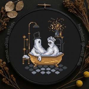 Victorian Ghosts Cross Stitch Pattern: Halloween Gothic Horror (Instant Download)
