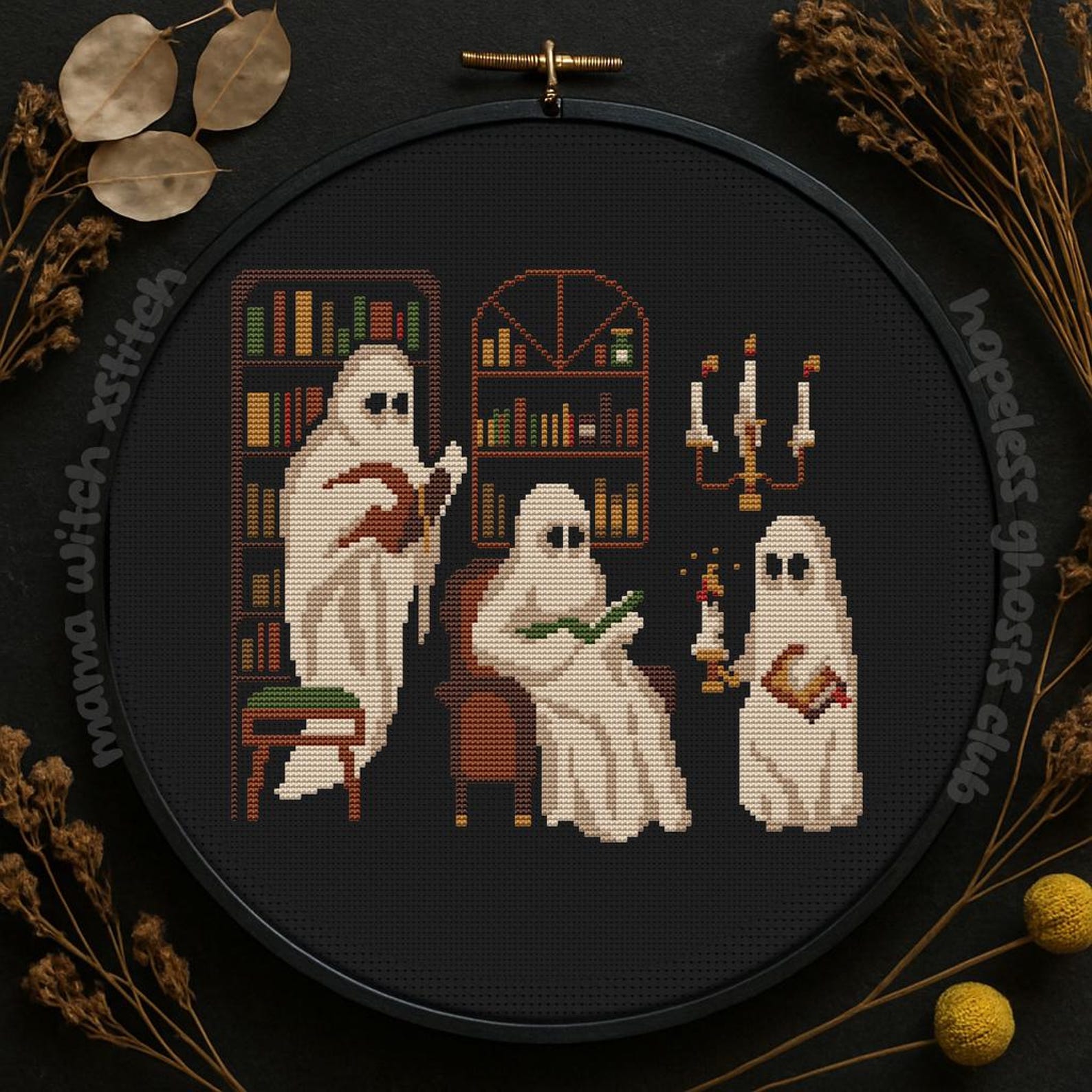 Library Ghosts Cross Stitch Pattern: Gothic Occult Halloween (PDF ...