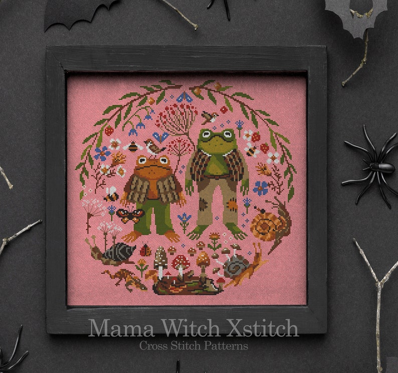 AMMO88 Frog Cross Stitch Pattern: Goblincore Cottagecore Embroidery (PDF Pattern) image 3