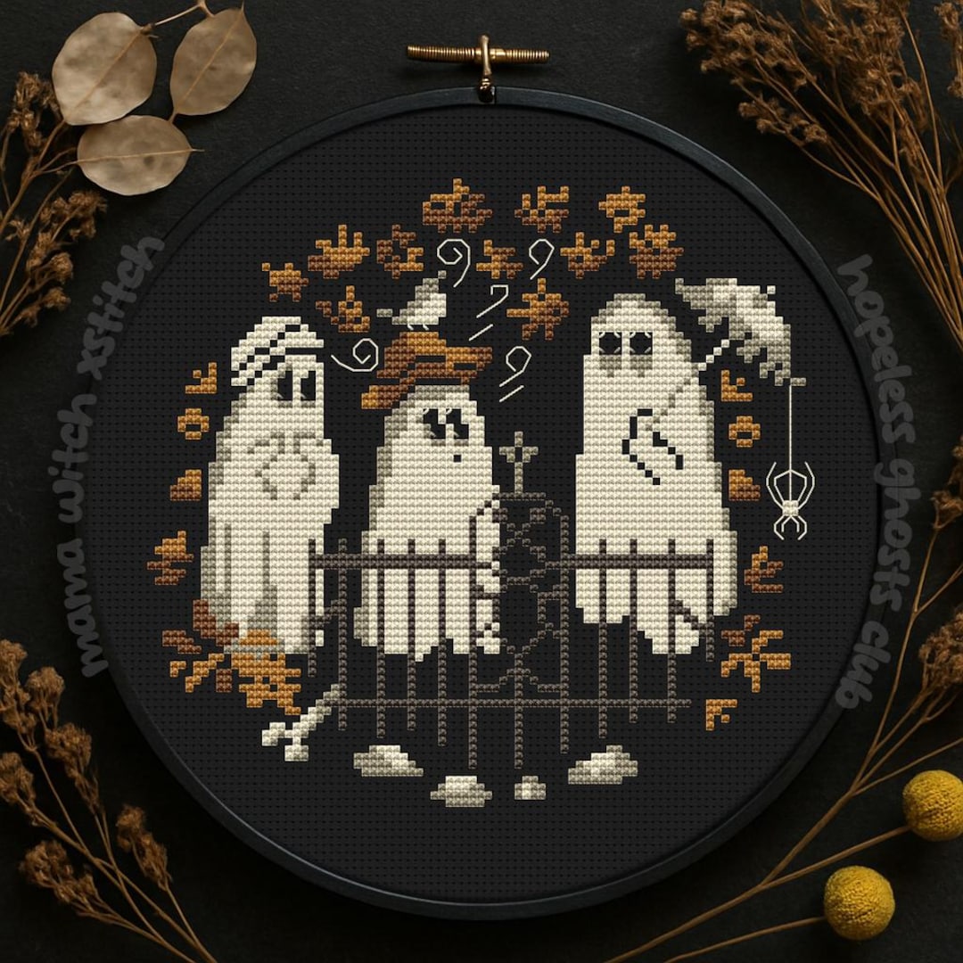 Cemetery Walk, Victorian Ghosts Cross Stitch Pattern, Halloween ...