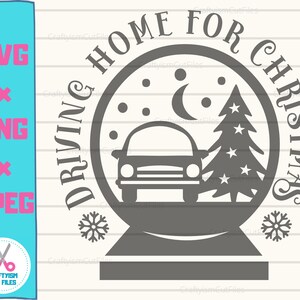 Driving Home For Christmas SVG, Snow globe SVG, Dekoracja domu na Boże Narodzenie, Zimowe święta SVG, Plik do cięcia dla Cricut Silhouette, Clipart świąteczny