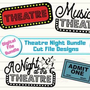 Paquete de teatro SVG, musicales SVG, noche de teatro SVG, mamá de escenario SVG, letrero retro vintage, clipart de actuación, archivo de corte para Cricut Silhouette