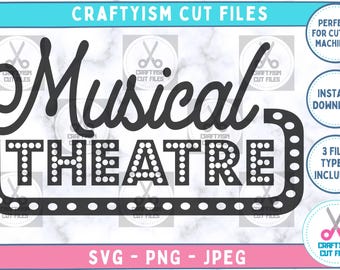 Musical Theatre SVG, Show Time SVG, Theatre Night SVG, Vintage Retro Stage Art, Musical Stage Clipart, Cut File for Cricut Silhouette