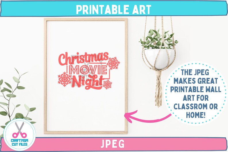 Christmas Movie Night SVG Cut File wall art Design Idea