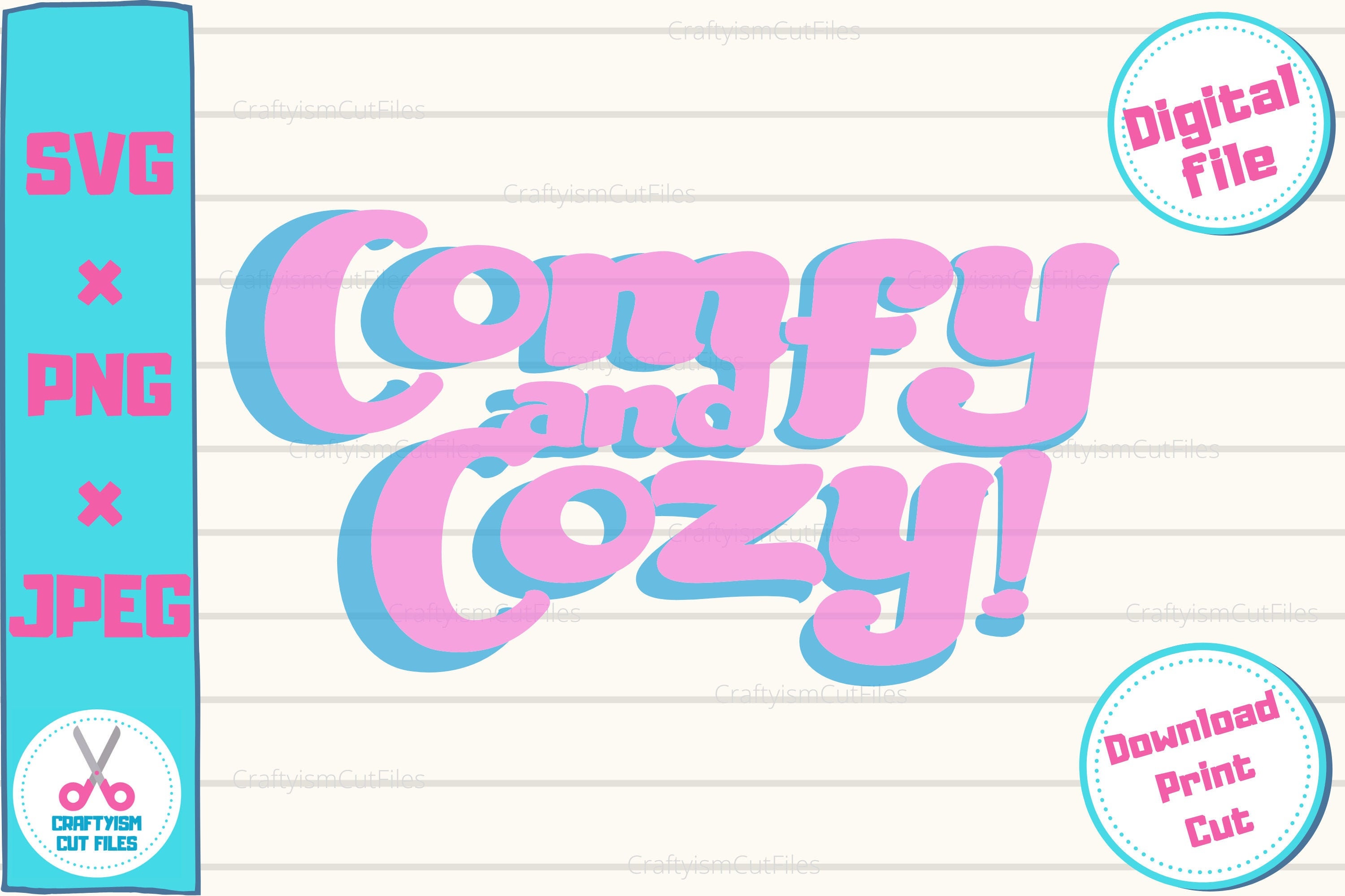 Comfy & Cozy SVG Retro Home Quote SVG Staying Home Art Etsy