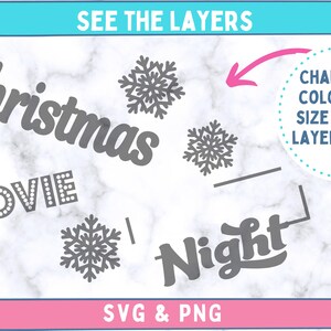Christmas Movie Night SVG Cut File Layers
