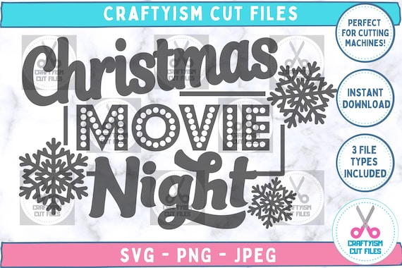 Christmas Movie Night SVG, Cinema SVG, Christmas Film Party Décor, Home Movie Night Clipart, Cut File for Cricut Silhouette