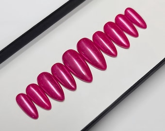 Pink Chrome Press on Nails | Magenta Glazed Donut Nails | Hand Painted Chrome | Fake Nails | False Nails | Glue on Nails | Stick on nails