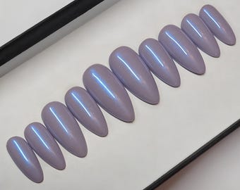 Lilac Glazed Donut press on Nails | glue on nails | Fake Nails False Nails | hand painted | Chrome Nails | milky lilac chrome luxury nails