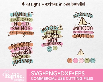 Pacchetto SVG di Mood Alert: Clipart di citazioni trendy sui cambiamenti d'umore (download digitale)