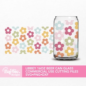 Retro Flower Libbey Glass Wrap SVG: Summer Vibes Cutting File (Digital Download)