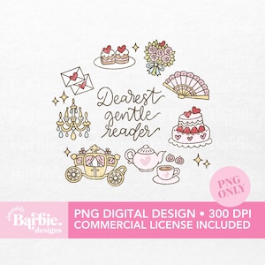 Dearest Gentle Reader Bridgerton-Inspired PNG Clipart: Regency Romance Inspired Design (Commercial Use)