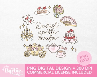 Dearest Gentle Reader Bridgerton-Inspired PNG Clipart: Regency Romance Inspired Design (Commercial Use)