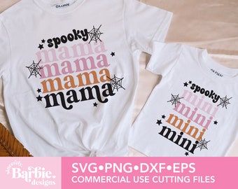 Spooky Mama and Mini SVG PNG Files: Halloween Matching Set (Digital Download)