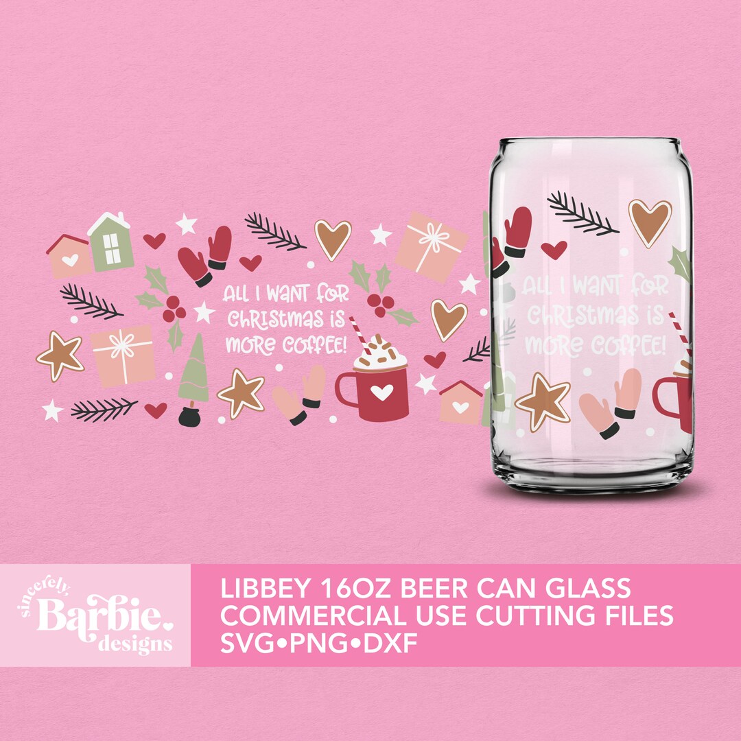 Christmas Svg for Libbey 16 Oz Can Glass All I Want for - Etsy Australia