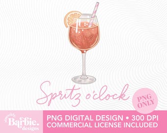 Spritz O'Clock PNG, Orange Cocktail Sublimation Design