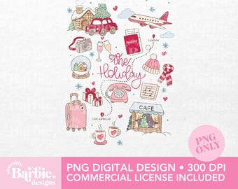 The Holiday PNG – Cozy Christmas Digital Design with Cottagecore and Travel Vibes (Digital Download)