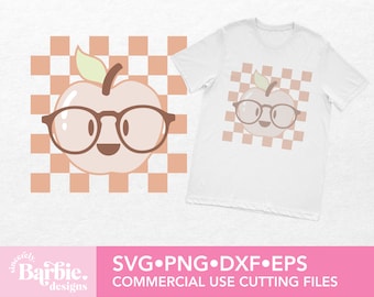 Happy Checkered Apple Smile SVG File | For Kids and teacher digital download | Back to School SVG PNG for Silhouette Cameo & Cricut