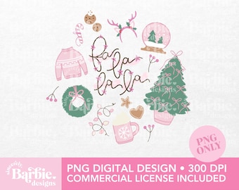 Pink Christmas Sublimation Design: Fa La La PNG (Digital Download)