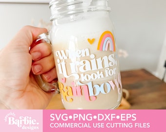 Boho Rainbow svg png files | When it rains look for the Rainbows svg digital download