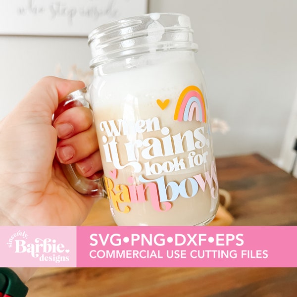 Boho Rainbow svg png files | When it rains look for the Rainbows svg digital download