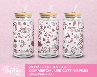 Christmas Beer Can Glass Full Wrap SVG (Digital Download)