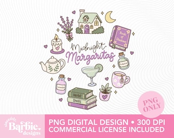 Midnight Margaritas PNG, Practical-Magic-Inspired Hand-Drawn Design (Digital Download)