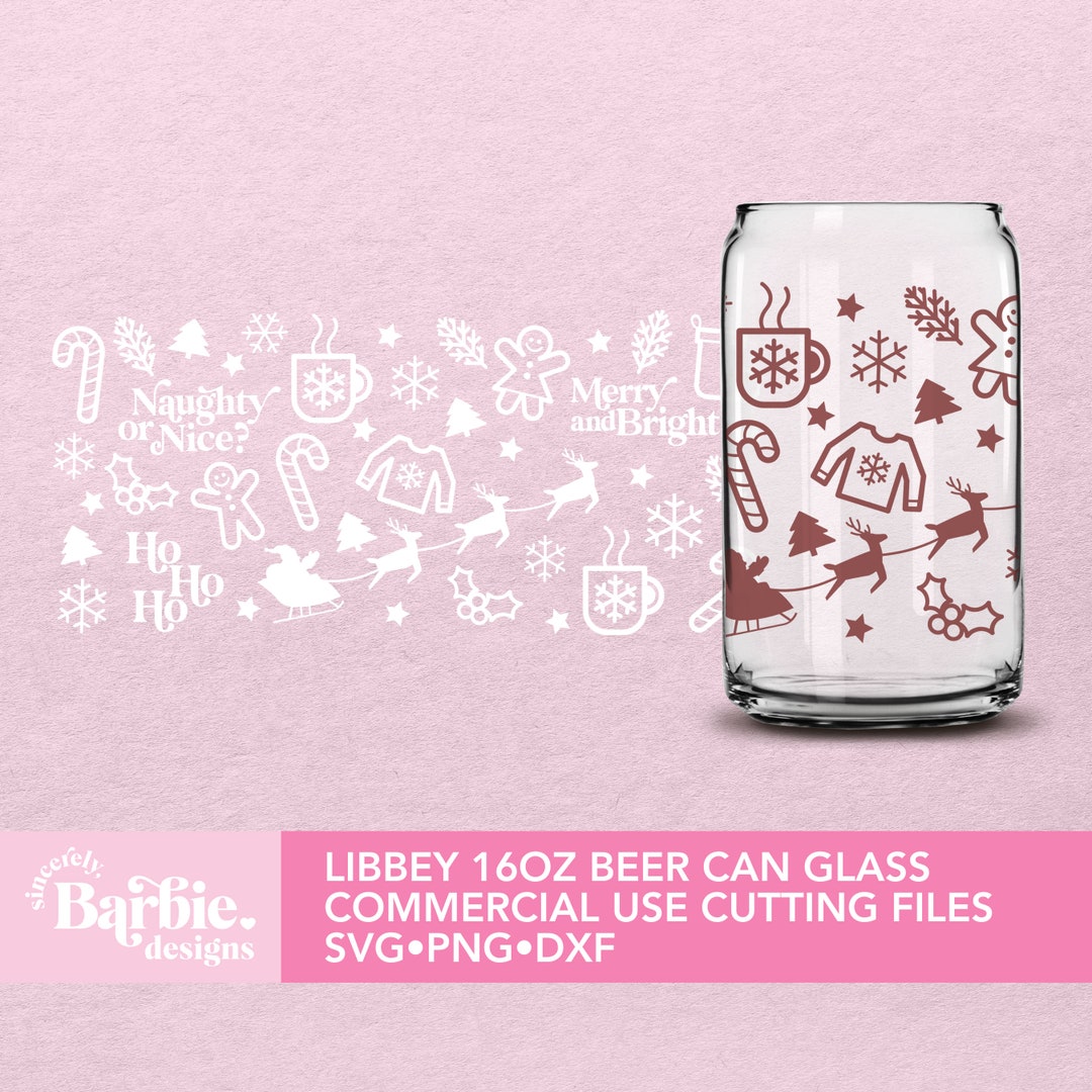 Libbey 16 Oz Beer Can Glass Svg Full Wrap Christmas Vibes | Christmas ...