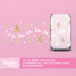 Christmas Svg | Fa la la la la svg for Libbey 16 oz beer can glass | SVG DIY for Silhouette Cameo & Cricut