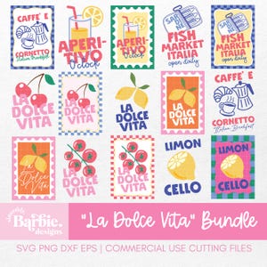 Paquete SVG "La Dolce Vita" de verano: archivos de corte inspirados en la Italia retro para Cricut, camisetas, tazas, manualidades de verano y pequeños negocios.