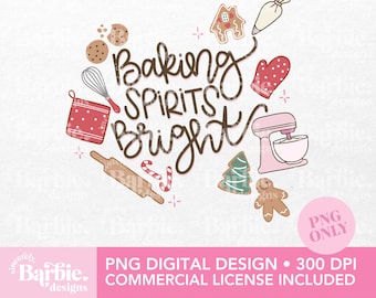 Baking Spirits Bright PNG - Christmas Baking Clipart (Digital Download)