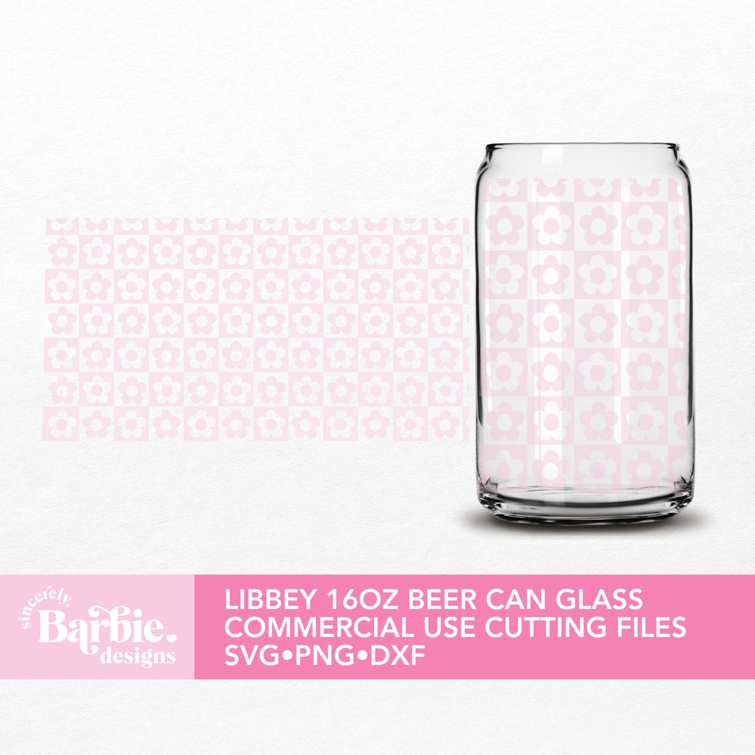 Checkered Flower Wrap SVG: Retro Style Cutting File for Libbey 16oz Can ...