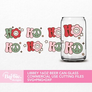Ho Ho Ho svg for Libbey 16 oz can glass | Retro Christmas svg Ho Ho Ho full wrap Svg