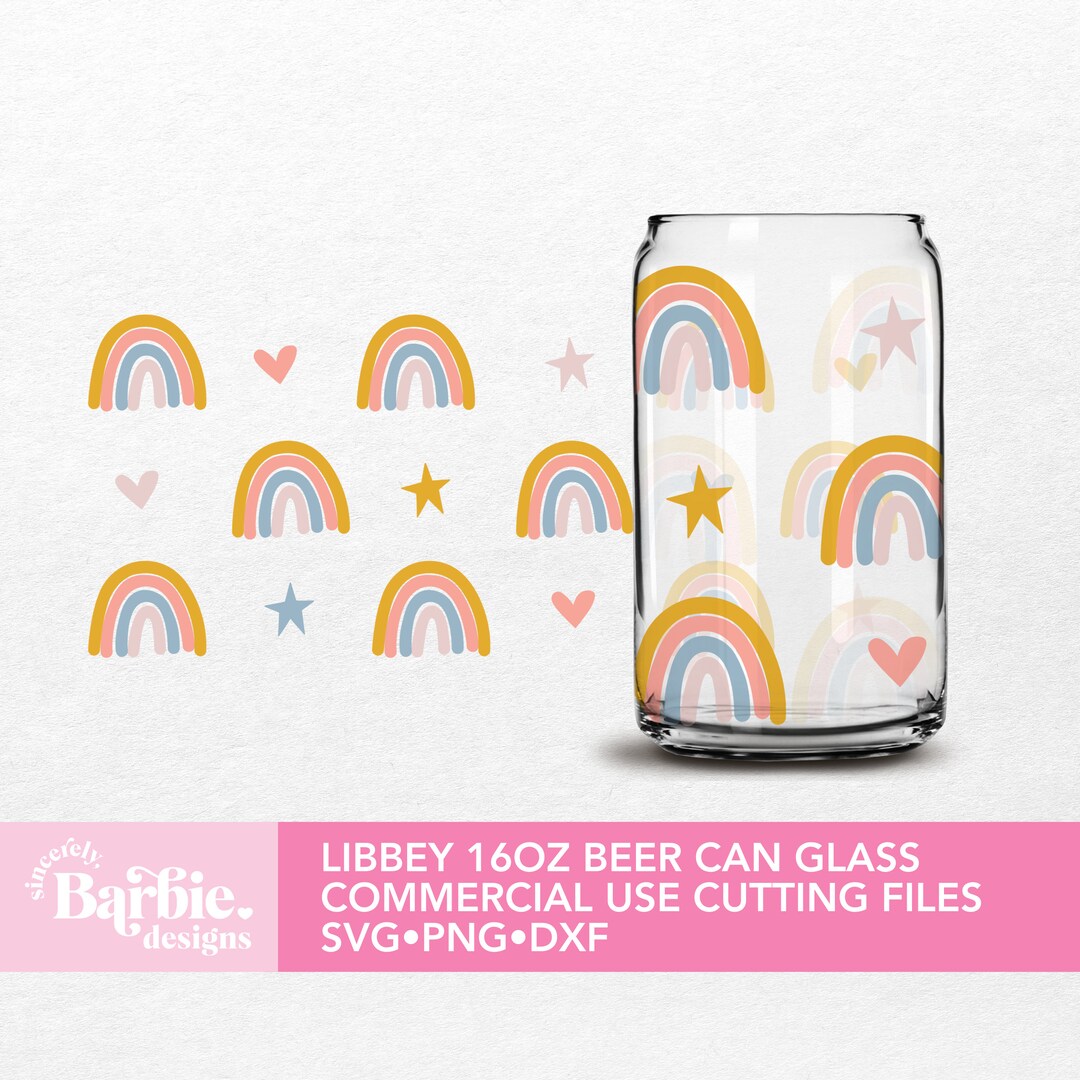 Boho Rainbow Svg Full Wrap for Libbey 16oz Beer Can Glass | Pastel ...