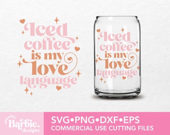 custom paper hot cups Iced Coffee svg png files | Iced coffee is my love language digital download | Iced Coffee png