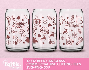 Christmas Vibes Libbey 16oz Beer Can Glass SVG (Digital Download)