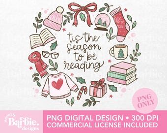 Christmas Book Lover PNG – 'Tis The Season To Be Reading Design