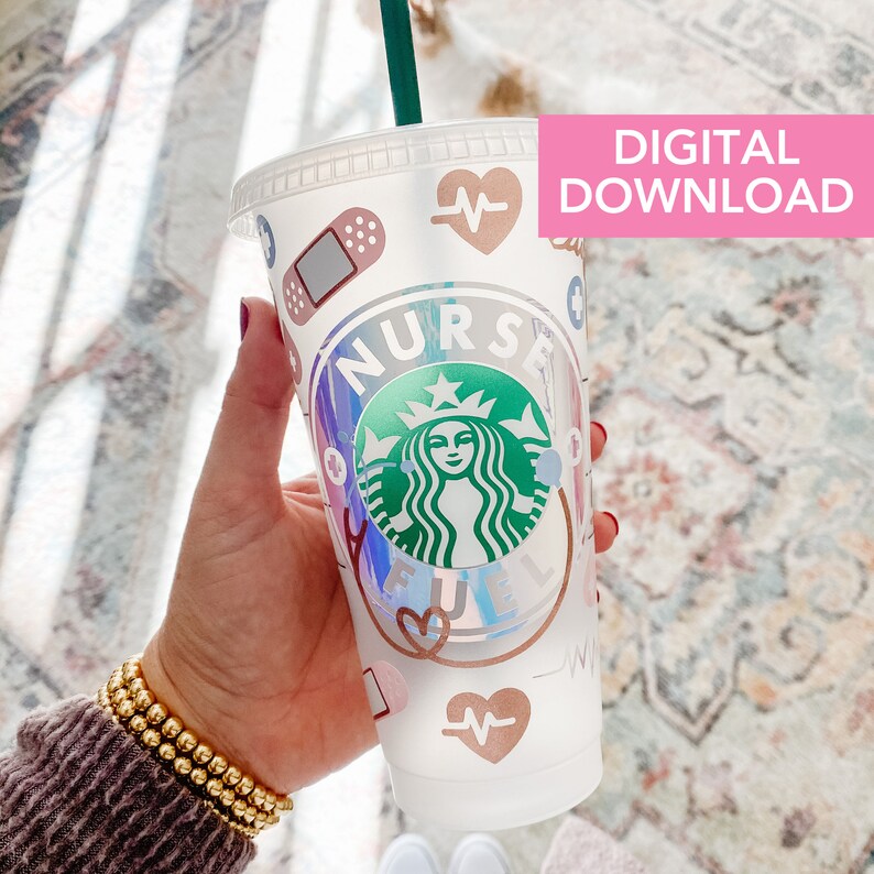 Full wrap Nurse svg for Venti Cold Cup  | Nurse Fuel svg | Nursing Student digital download 