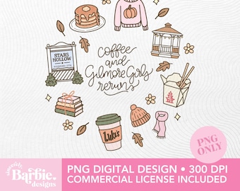 Coffee and Gilmore Reruns Fall PNG Clipart: Cozy Autumn Design (Limited Commercial Use)