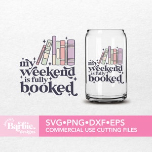 Boek svg-png-bestanden | Mijn weekend is volgeboekt | digitale svg-download lezen