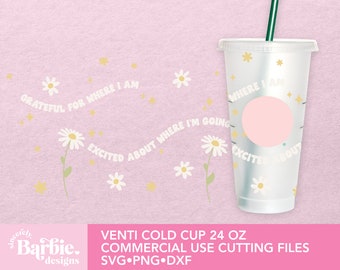 Grateful Excited Venti Cold Cup Wrap SVG (Digital Download)