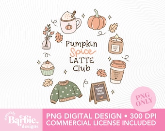 Pumpkin Spice Latte Club Fall PNG Clipart: Cozy Autumn Design (Commercial Use)