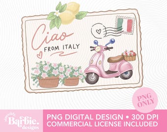 Ciao From Italy PNG, Italian Postcard Sublimation Design